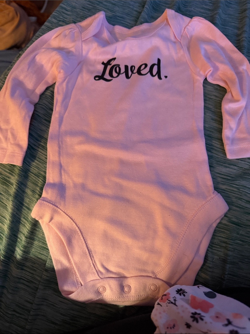 Loved Pink Long-Sleeve Baby One-Piece